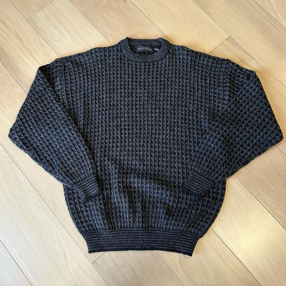 Vintage Anchor Blue 3D Knit Crew Sweater Long Sleeve Men’s XL
